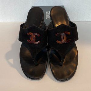Chanel Vintage Logo Flip Flops